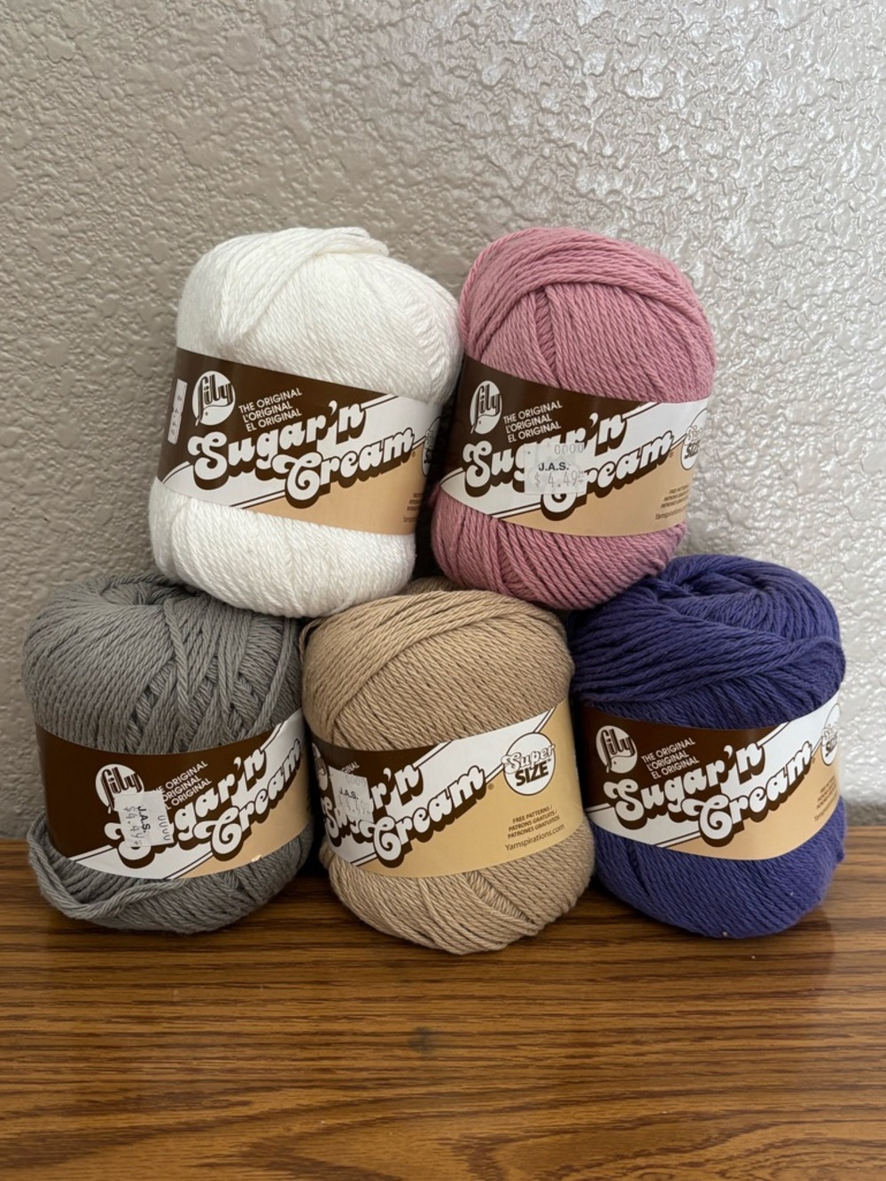 NEW 5 Skeins of Lily Sugar n Cream Yarn (5 Colors)